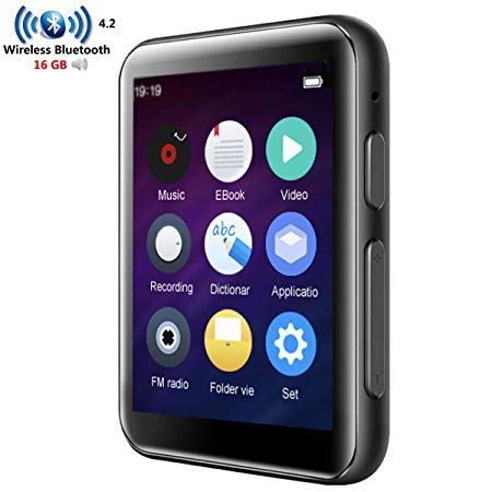 HONGYU 16GB MP3 Player Bluetooth with 2.4 inch Full Touch Screen HiFi Lossless Metal Music Player Bluetooth Built-in Speaker Support FM Radio/Voice Recorder