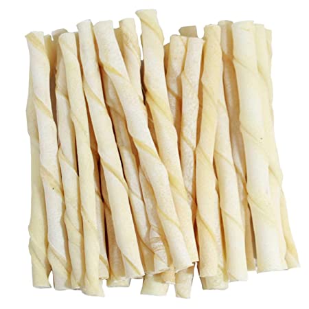 LOVING PETS Dog Chew White Twisted Sticks For All Life Stages, Milk, 250g