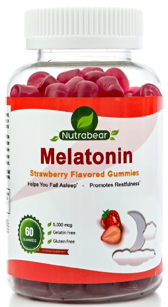 Melatonin Gummies for Adults and Kids a Delicious Sleep Aid - 5mg - A Chewable Supplement by Nutrabear