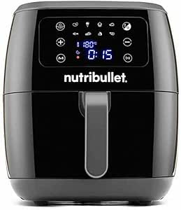 nutribullet Heißluftfritteuse 7L XXL-Luftfritteuse mit großer Auswahl an Kochmodi, digitaler LED-Touchscreen, 8 Programme, Vorheizen & Warmhalten, Grill, kein Öl, 1800 W, Schwarz