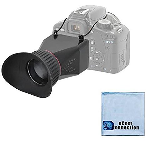 eCostConnection Elite Series 3.4x Magnification Adjustable Lock-In-Place LCD Viewfinder Fits Most 3" LCD Screens for Canon, Nikon, Pentax, Sony DSLR & Microfiber Cloth