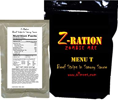 MRE Z-Ration (Zombie MRE) Custom Meals Ready to Eat! (MENU T - Beef Strips in Savory Sauce
