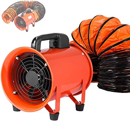 OrangeA Utility Blower 8 Inch 3300 RPM Portable Ventilator High Velocity Utility Blower Fan Exhaust Axial Hose Fan with 10M Vinyl Hose (8 Inch 10M)