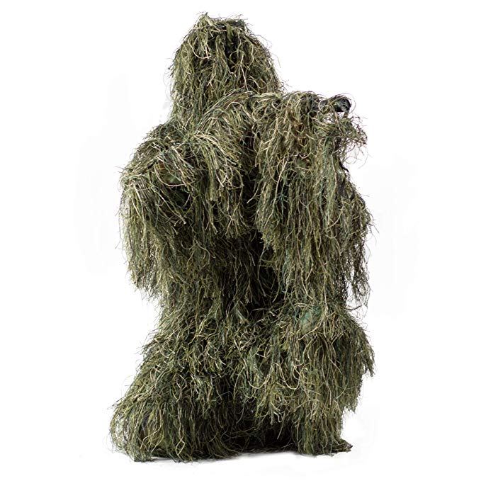 New Ghillie Suit M/L or XL/XXL Camo Woodland Camouflage Forest Hunting 4-Piece   Bag (OUTD-V001 by VIVO)