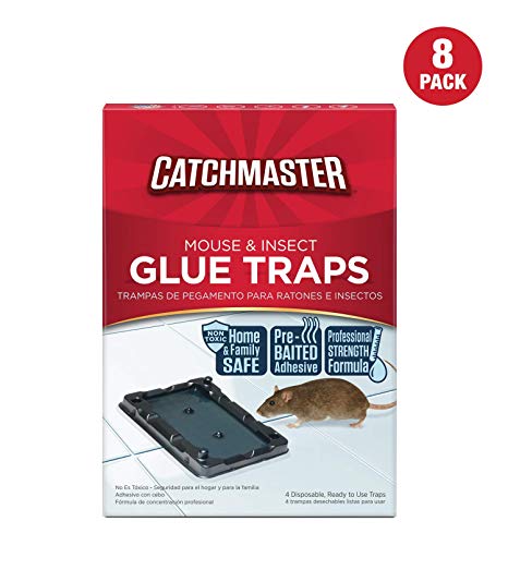 Catchmaster Mouse & Insect Professional Strength Glue Traps - Non Toxic - 8 Glue Trays