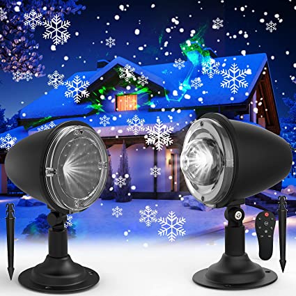 2 Pack Christmas Projector light Outdoor, Elec3 Snowflake Projector, Water Wave Projector with Remote Control, Snow Projector Holiday Light for Halloween Xmas Thanksgiving Wedding Landscape Tree Decor
