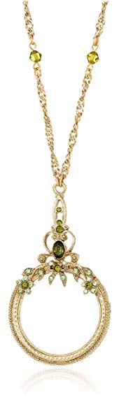 1928 Jewelry Ornate Magnifying Glass Necklace, 30"