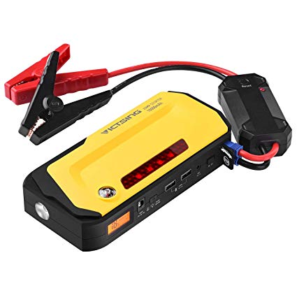 VicTsing 800A Peak 18000mAh Car Jump Starter with Safety Protection, Auto Battery Booster and Phone Power Bank with LCD Screen, LED Flashlight and Dual USB Ports - Yellow