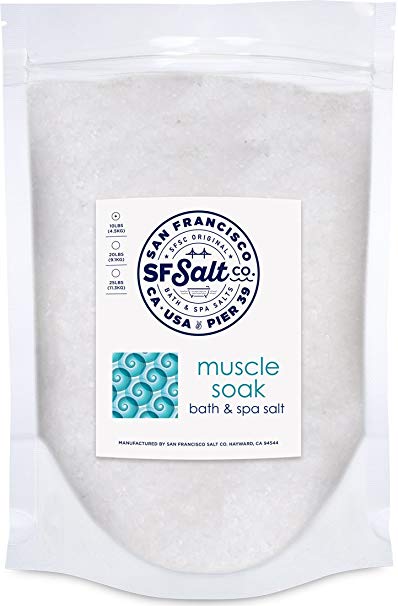 Muscle Soak 10 lb. Bulk Bag - Soothe Muscle Aches & Pains and Reduce Inflammation with Epsom Salt and Premium Eucalyptus & Peppermint Essential Oils by San Francisco Salt Company