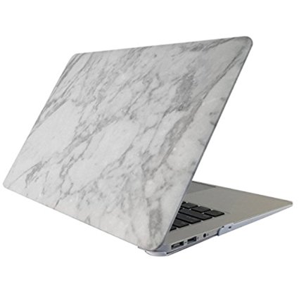 KRight Macbook Air 11 Case Marble Pattern Rubber Coated Hard Shell Case Cover (MacBook Air 11.6", White 1)