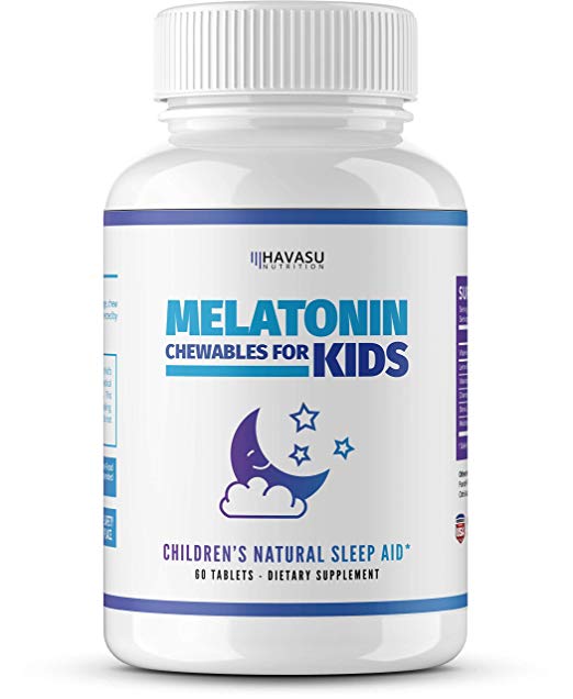 Havasu Nutrition Melatonin Chewable for Kids with Melatonin & Vitamin D, Valerian Root, and Chamomile Designed for Healthy Sleep Cycle, 60 Chewables