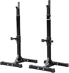 Yaheetech Coppia Rastrelliere Porta Bilancieri Supporti per Bilanciere Max 250 kg Squat in Acciaio Altezza Regolabile 2 Pezzi