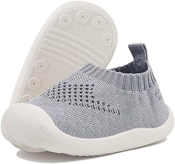DEBAIJIA Baby First-Walking Shoes 1-4 Years Kid Shoes Trainers Toddler Infant Boys Girls Soft Sole Non Slip Cotton Canvas Mesh Breathable Lightweight TPR Material Slip-on Sneakers Outdoor