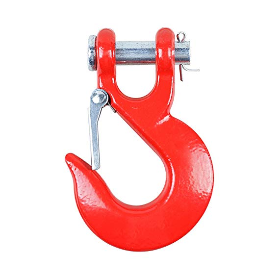 Astra Depot Forged Steel 3/8" 1/2" Synthetic Rope Grade 70 Safety Latch RED Clevis Slip Winch Cable Hook Max 35,000 lbs