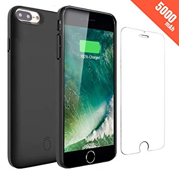 iPhone 8/7/6/6s Battery Case - 5000mAh Portable Battery Charger Case Extended Battery Pack Protective Backup Charging Case/Lightning Cable Input Mode(4.7 Inch)