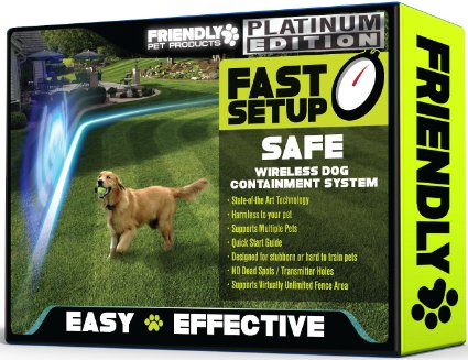 Best Wireless Dog Fence -100 Safe and Reliable - PLATINUM EDITION - Outdoor Pet Fence w Radio and In-Ground Cord Electric Wifi Transmitter - Underground Wire is Invisible Perfect Pet Containment System
