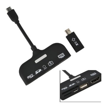 GoodBZ 5 in 1 Multifunction MHL Micro USB to HDMI HDTV Adapter Connection Kit for Samsung Galaxy S2 S3 S4 / Note Note 2 3/ HTC One / MI2,Black