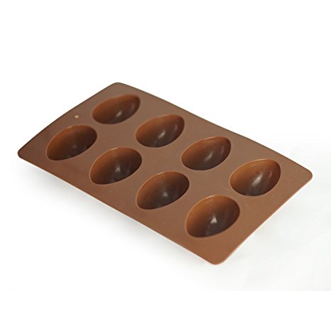 Mirenlife 8-Cavity Egg Shape Non Stick Silicone Mold for Chocolate, Pastry, Cake, Muffin, Bread, Big Ice Cube, Soap, and More