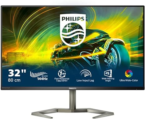 Philips Gaming 32M1N5800A - 32 Inch 4K Monitor, 144Hz, 1ms GTG, IPS, Smart Image HDR, Speakers, Height Adjust, USB Hub (3840 x 2160 @ 144Hz, HDR 400, HDMI 2.1 / DP 1.4 / USB 3.2)