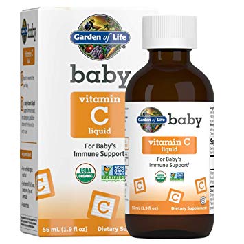 Garden of Life Baby Vitamin C Liquid for Baby's Immune Support, Liquid Vitamin C Drops for Babies, Immune Support from Organic Amla Fruit, Non-GMO, Vegan, Gluten Free Drops, 56 mL (1.9 fl oz) Liquid