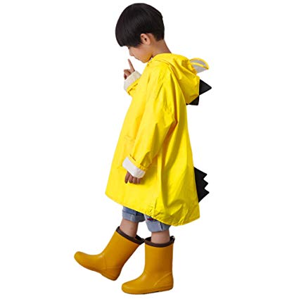 ChenPin Raincoat for Kids Rain Jacket Age 1-10 Dinosaur Shaped Lightweight Rainwear Rain Slicker for Boy for Girl