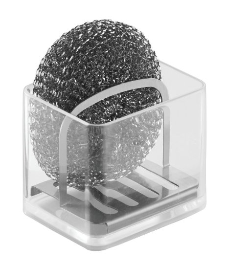 mDesign Sponge or Scrubber Holder for Kitchen Countertops - Clear/Satin