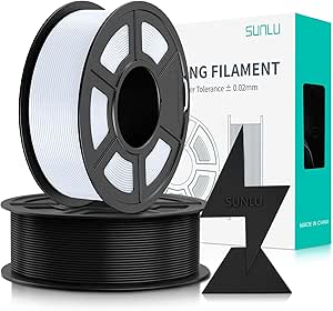 SUNLU High Speed PLA Filament 1.75mm, 30mm/s - 600mm/s Print Range, High Flow Speedy 3D Printer PLA Filament, Designed for Fast Printing, Good for Fast Printing, 1KG*2 rolls Black White