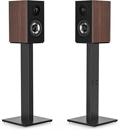 Perlegear Universal Bookshelf Speaker Stands with Aluminum Column for Speakers up to 22 lbs, Speaker Stand Pair with Cable Management, Surround Sound Speaker Stand PGSS9-1 Black