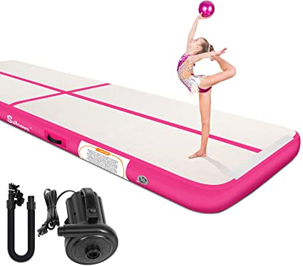 Gymnastics Air Mat, Sailnovo Inflatable Air Mat Tumble Track Training Tumbling Mat with Electric Pump, 20ft 16ft 13ft 10ft, 4in 8in Thickness for Home Use Gym Cheerleading Yoga Beach