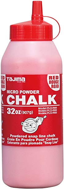 TAJIMA Micro Chalk - Red 32 oz (907g) Ultra-Fine Snap-Line Chalk with Durable Bottle & Easy-Fill Nozzle - PLC2-R900