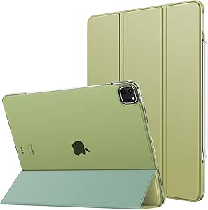 MoKo for iPad Air 13 Inch Case 2024/ iPad Pro 12.9 Case (6th/5th Gen 2022/2021), Slim Smart Shell Translucent Frosted Hard PC Back Cover, Support Touch ID & Pencil Pro/2nd/USB-C, Olive Green