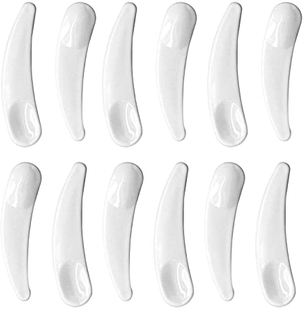 esowemsn 100Pcs Mini Disposable Curved Cosmetic Spoon Spatula, Multi-Functional Facial Mask Spoon Plastic Spoon Stick (White)