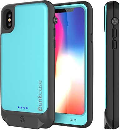 PunkJuice iPhone X Battery Case, Waterproof IP68 Certified Charger Cover W/Built-in Screen Protector [Ultra Slim] Fast Charging & Protective 3600mAh Power Juice Bank for Apple iPhone Xs & X [Teal]