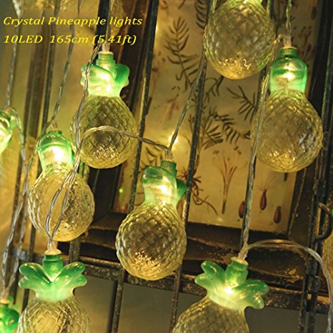 mini Crystal Pineapple String Lights Linpote 165cm(5.4ft)10 LED Warm White Battery Operated Indoor LED Fairy Light for Home Bedroom Birthday Party Decoration