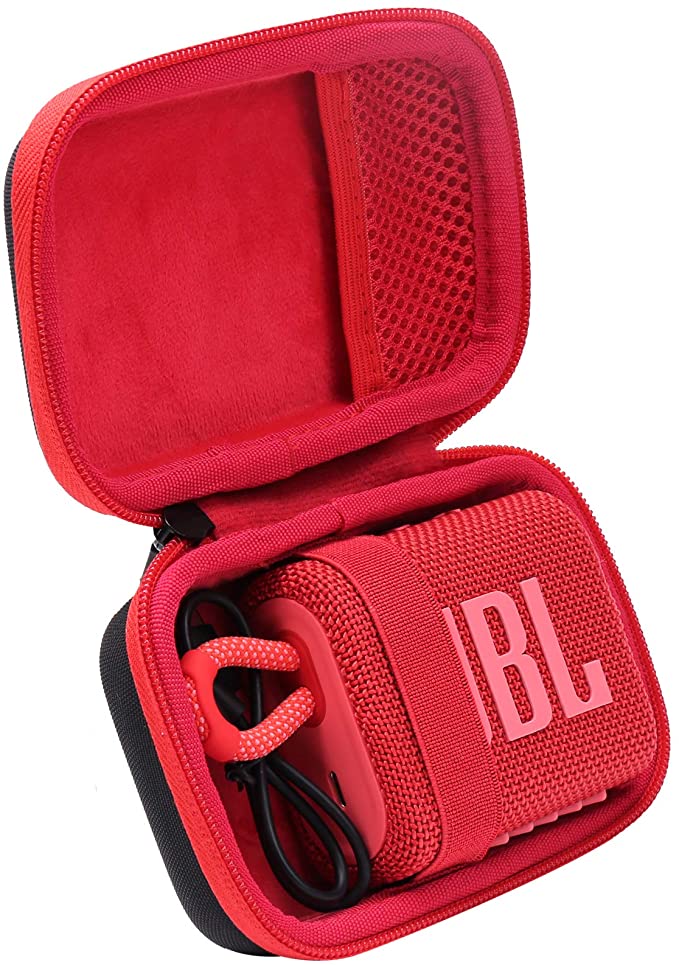 co2CREA Hard Carrying Case Replacement for JBL GO3 Go 3 Waterproof Ultra Portable Bluetooth Speaker (Black Case   Inside Red)