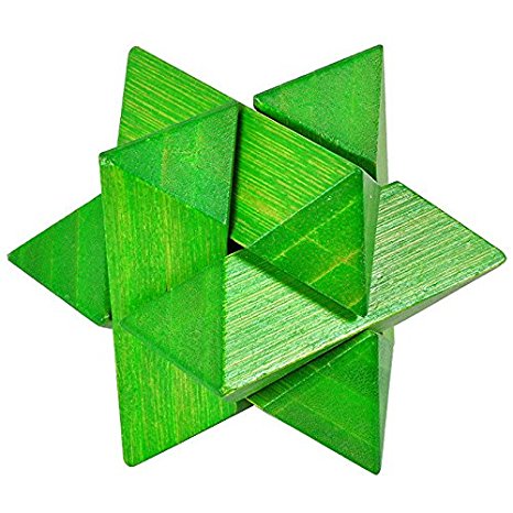 KINGOU Bamboo Green Octagon Lock Logic Puzzle Burr Puzzles Brain Teaser Intellectual Assembly Toy