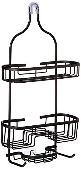 Inspired Living Shelf Organizer Rack Shower Caddy, Mercer, BLACK