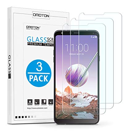 OMOTON LG Stylo 4 Screen Protector [3 Pack]- [9H Hardness] [2.5D Rounded Edges] [Crystal Clear] [Bubble Free] Tempered Glass Screen Protector for LG Stylo 4 2018