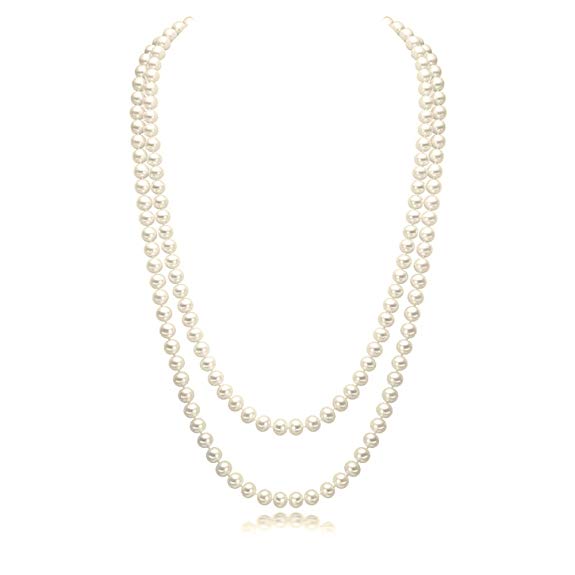 CrazyPiercing imitation Pearls Flapper Beads Cluster Long Pearl Necklace 55" inspired by Great Gatsby