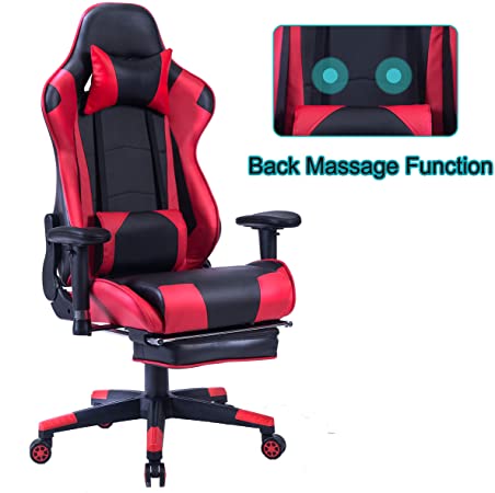 HEALGEN Back Massage Gaming Chair with Footrest,PC Computer Video Game Racing Gamer Chair High Back Reclining Executive Ergonomic Desk Office Chair with Headrest Lumbar Support Cushion