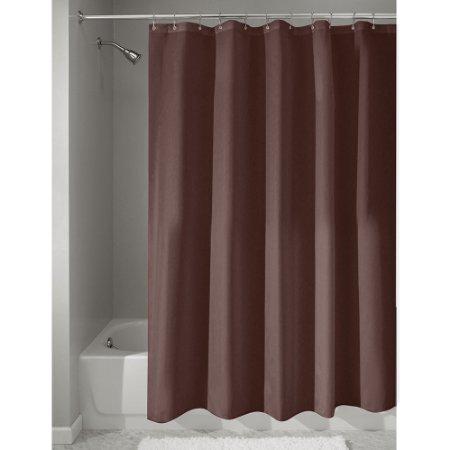 InterDesign Mildew-Free Water-Repellent Fabric Shower Curtain, 72-Inch by 72-Inch, Chocolate