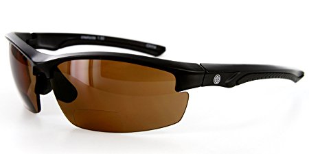 Aloha Eyewear "Creekside" Wrap-Around Polarized Bifocal Reading Sunglasses (Black w/ Amber  1.50)