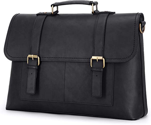 ECOSUSI Briefcases for Men Messenger Bag 15.6 Inch Laptop Bag Slim Briefcase Water Resistance Vintage Satchel Bag