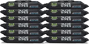 DUDE Wipes Flushable Wipes, Unscented with Vitamin-E & Aloe, 100% Biodegradable, Dispenser (12 Packs, 576 Total Count)