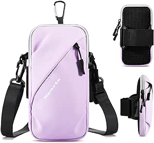 Phone Holder Arm Bands, Small Crossbody Shoulder Holsters Bag with Arm Band, Fits iPhone and All Cell Phones, Use for Running, Walking, Hiking & Biking (Plus Size Purple)