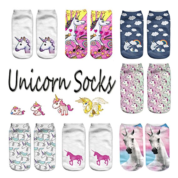 Orlesp-Unicorn Socks Low Cut Ankle Socks Unicorn Element Cartoon Boat Socks
