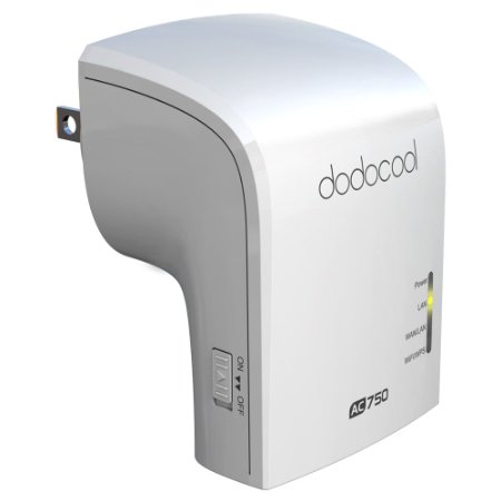 dodocool Wi-Fi Range Extender Wireless AP / Repeater / Router AC750 Dual Band 2.4GHz 300Mbps and 5GHz 433Mbps US Plug