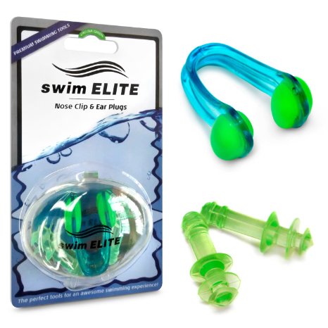 Keep Water Out! Premium Swimming Ear Plugs and Nose Clip Bundle