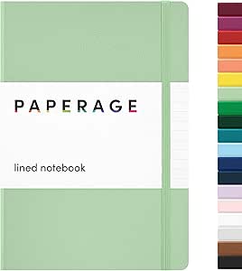 PAPERAGE Lined Journal Notebook, (Sage Green), 160 Pages, Medium 5.6 inches x 8 inches - 100 GSM Thick Paper, Hardcover