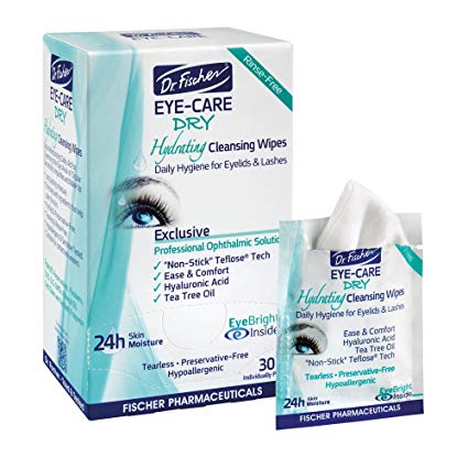 Dr. Fischer Daily hygienic & hydrating eyelid wipes- Complementary aid for dry eye syndrome & cleanse the eye area of ocular secretions. Moisture enriched to effectively clean & moisturize (30 Wipes)